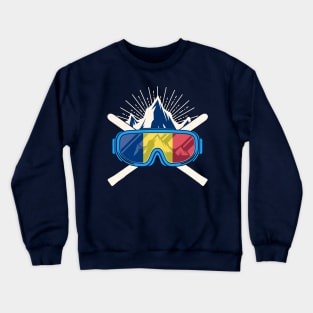 Romania Ski Skiing Romanian Flag Skier Crewneck Sweatshirt